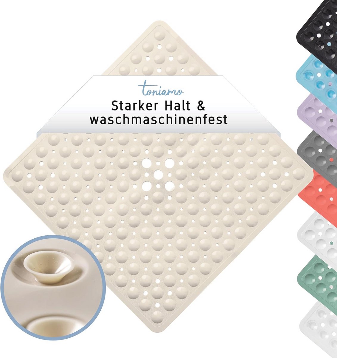Antislip Douchemat 53 x 53 cm – Vierkante Antibacteriële Badmat voor Kinderen en Senioren – BPA-vrij