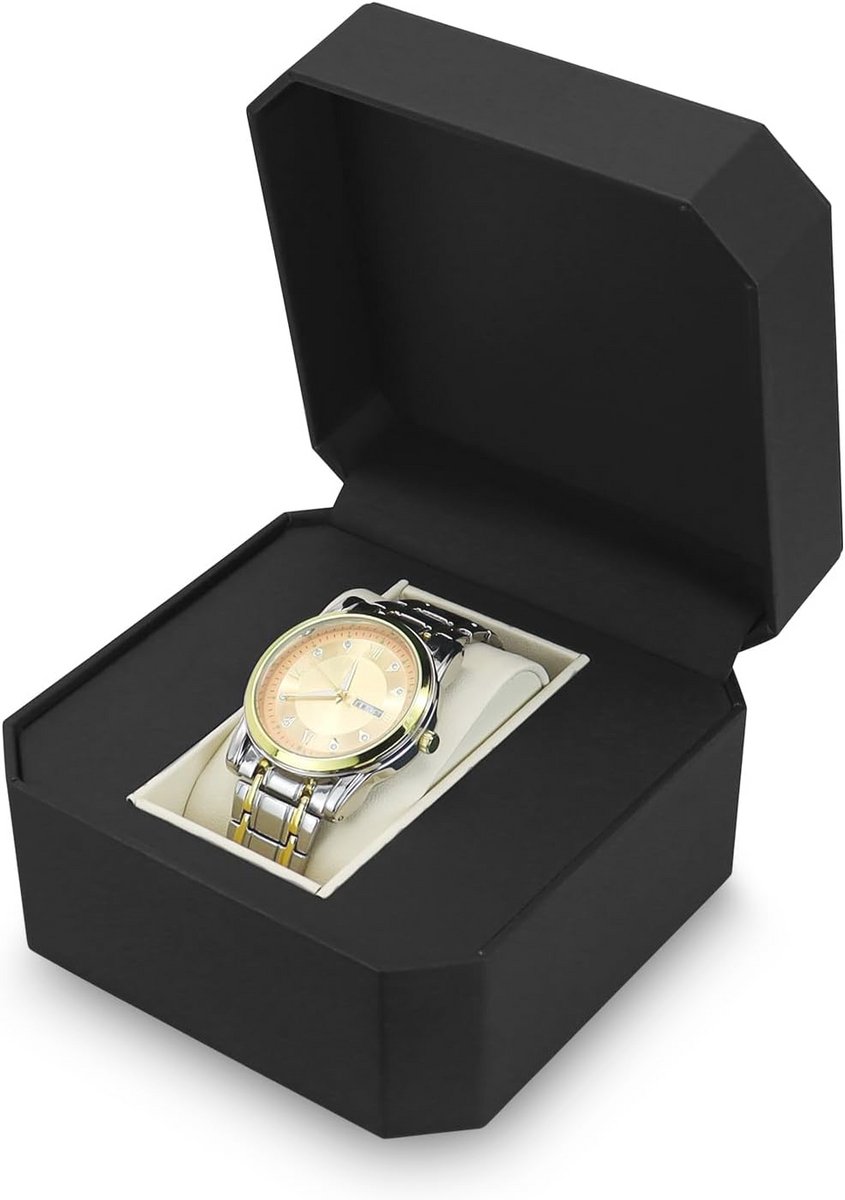 Draagbare Horlogebox voor Één Horloge - Vierkante PU Leren Reisdoos met Verwijderbare Kussen