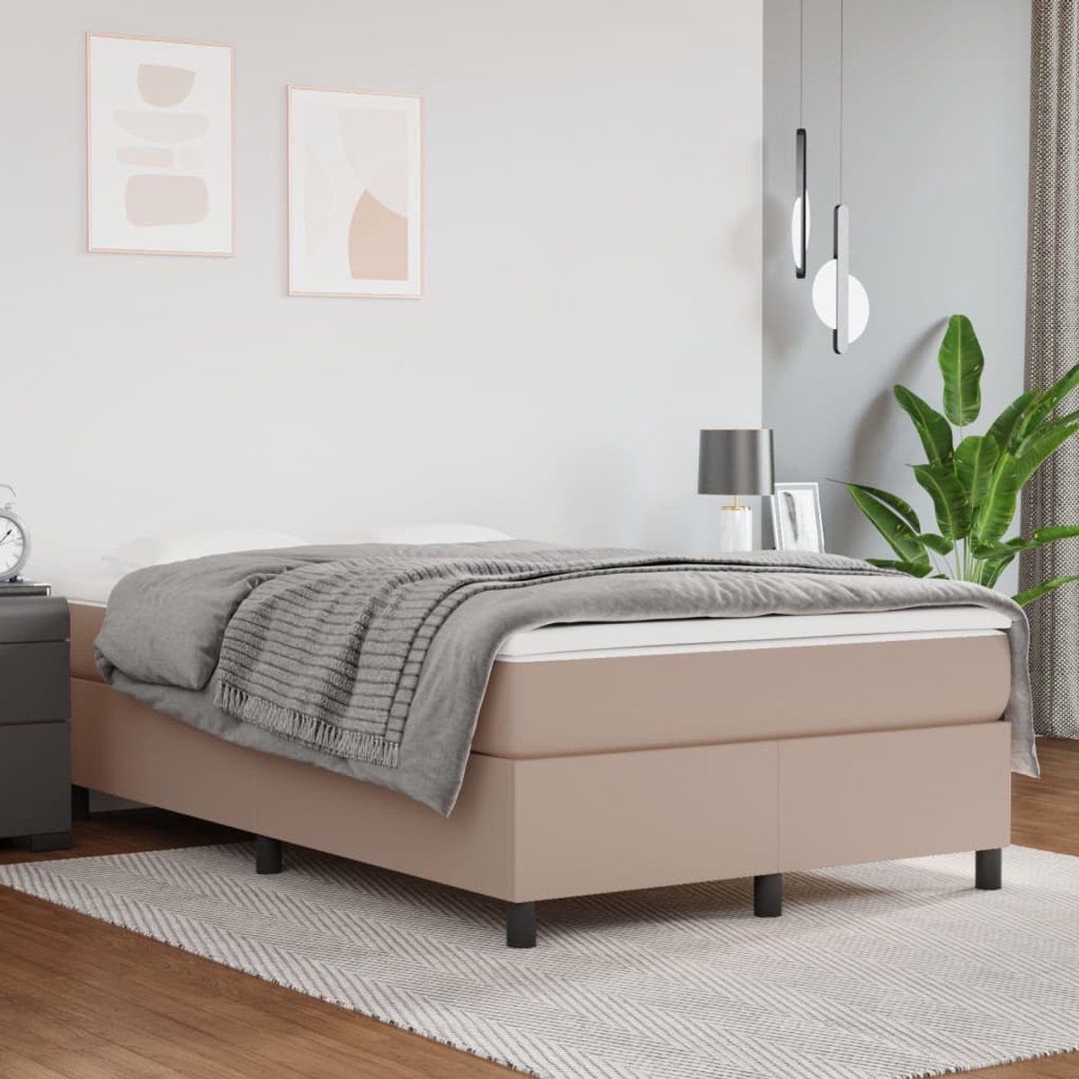 Tweepersoonsbed | Dubbelbed | Volwassenenbed | Boxspring met matras kunstleer cappuccinokleurig 120x200 cm