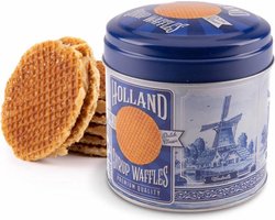 Stroopwafel Blik Holland - Delfts Blauw - Inclusief Stroopwafels