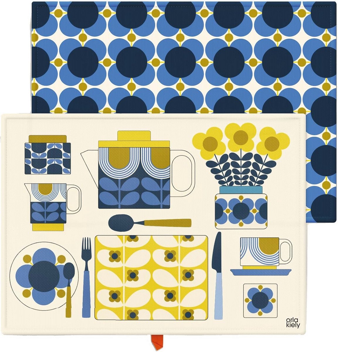 Set van 2 Theedoeken met Bloemenprint voor Keuken - Katoen Blauw/Multi
