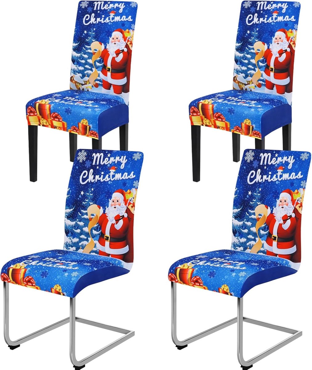 Stoelhoezen-Stoelbeschermers-set van 4-blauw-c