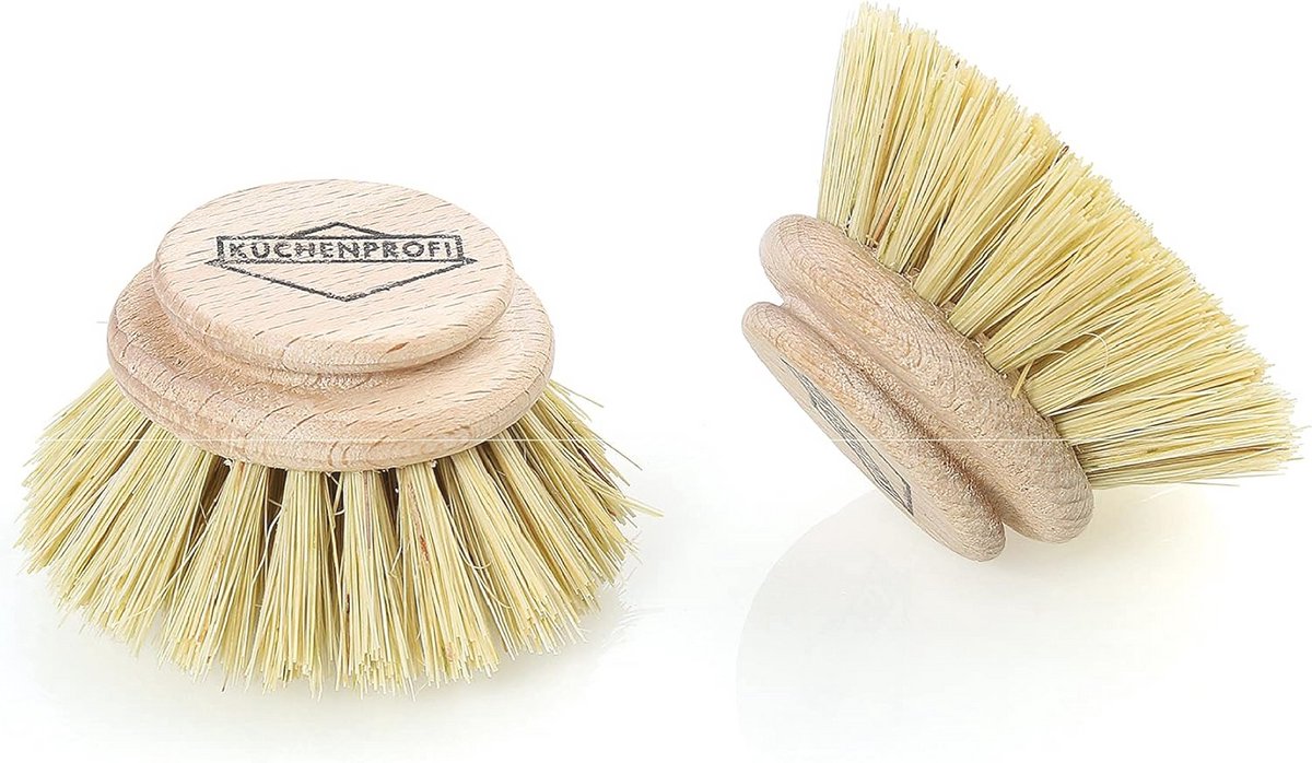 Vervangborstels voor afwasborstel - Houten borstelkoppen - 2 Stuks - Beige - 4 x 4 x 4 cm