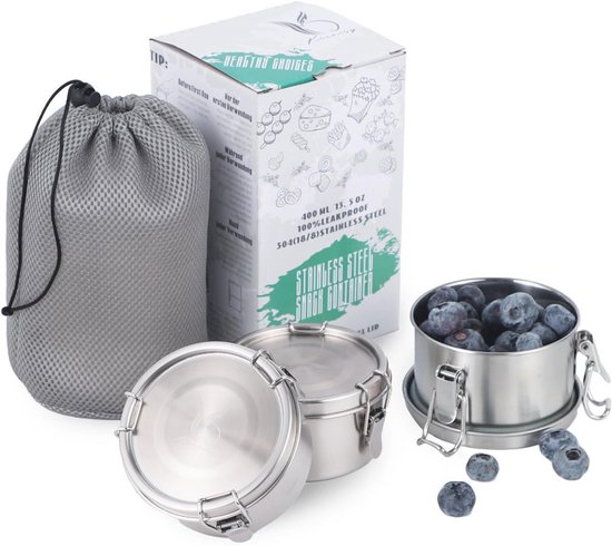 Everusely - Roestvrijstalen voedselcontainers - 3-pack, gedempt