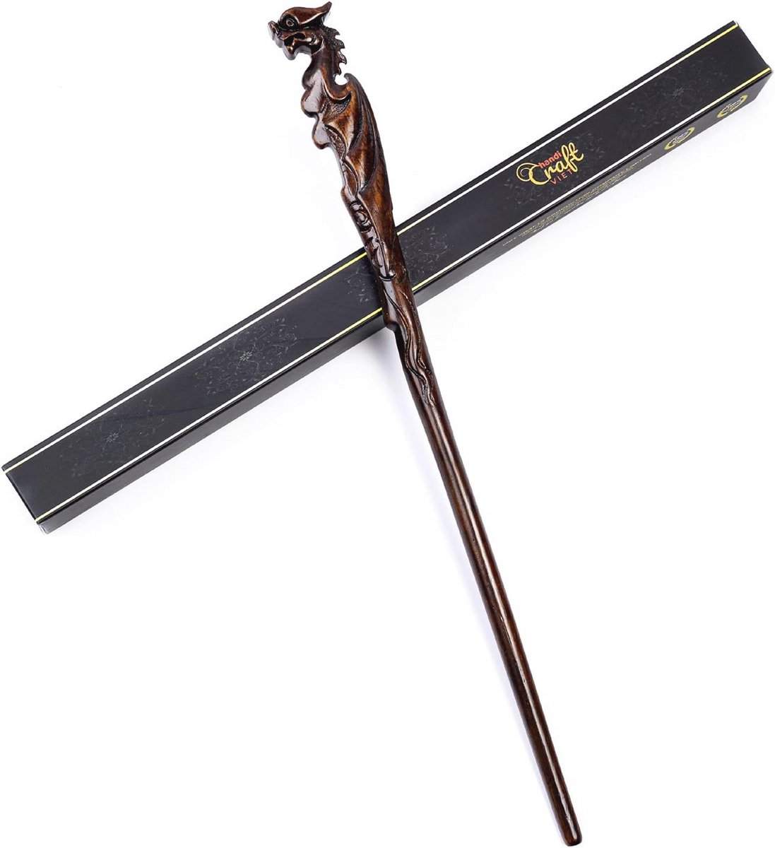 Dragon Wand - Handgesneden houten toverstaf voor cosplay en cadeau
