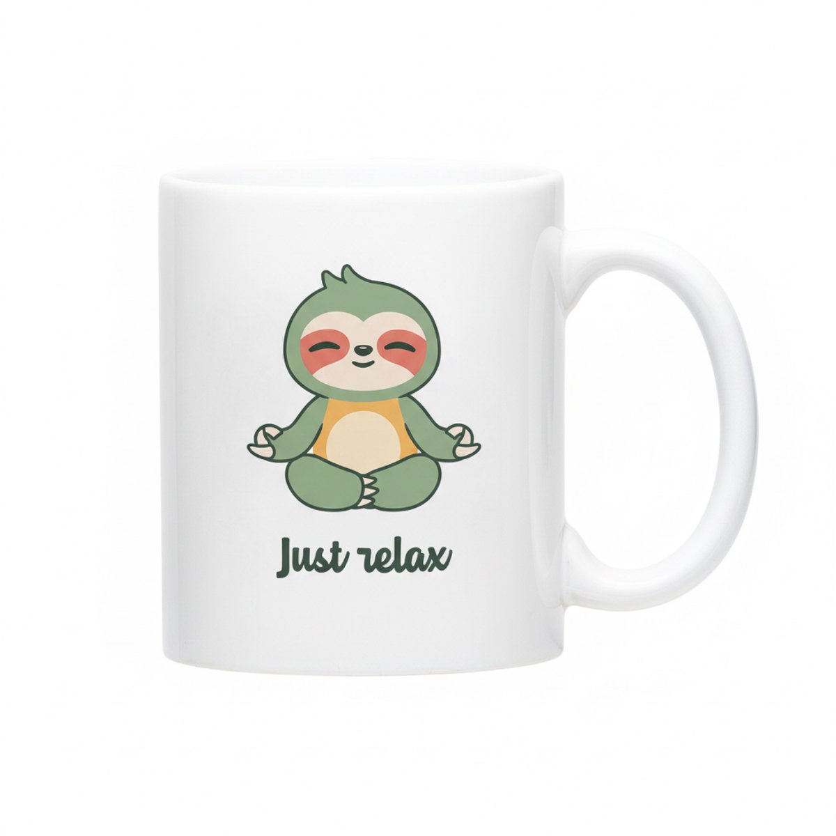 330ml Just Relax Luiaard Mok – Schattig Meditatie Design, Ontspannende Coffee Cup Cadeau