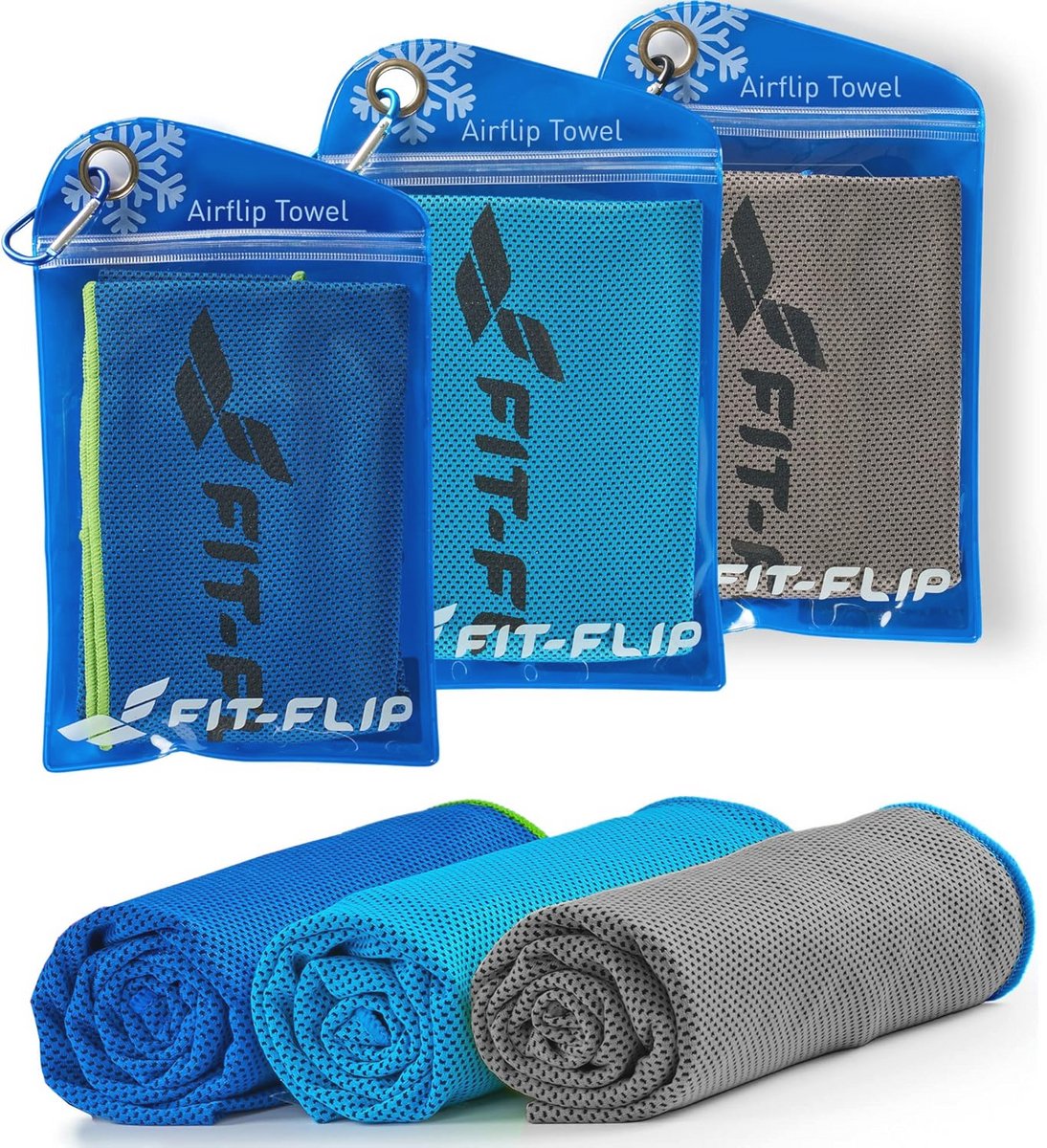 Verkoelende handdoek set van 3 - ideaal voor sport, wandelen en reizen