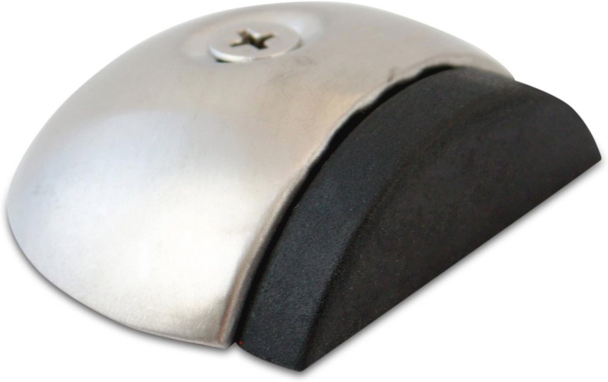 Vloerdeurstopper Roestvrij Staal met Rubber - Eenvoudige Montage en Bescherming voor Deur en Muur - 5,6cm x 1,7cm