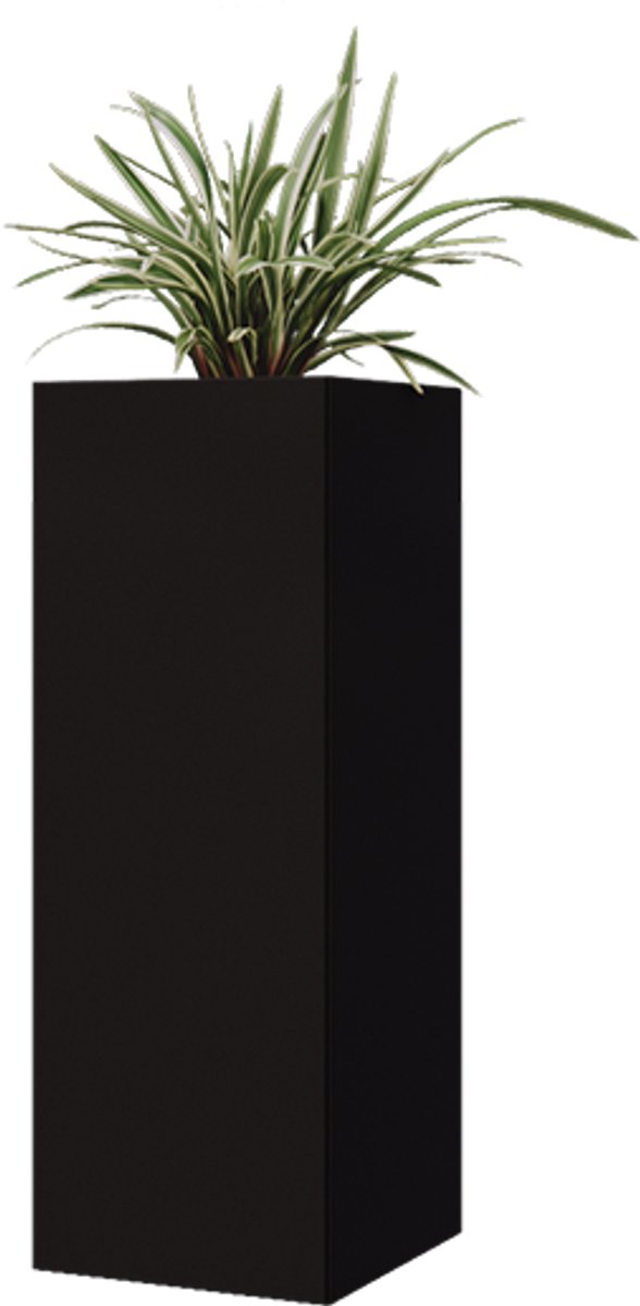 Gepoedercoat staal - plantenbak - Vierkant - 30x30x80cm - Zwart - Zonder bodem - MySteel