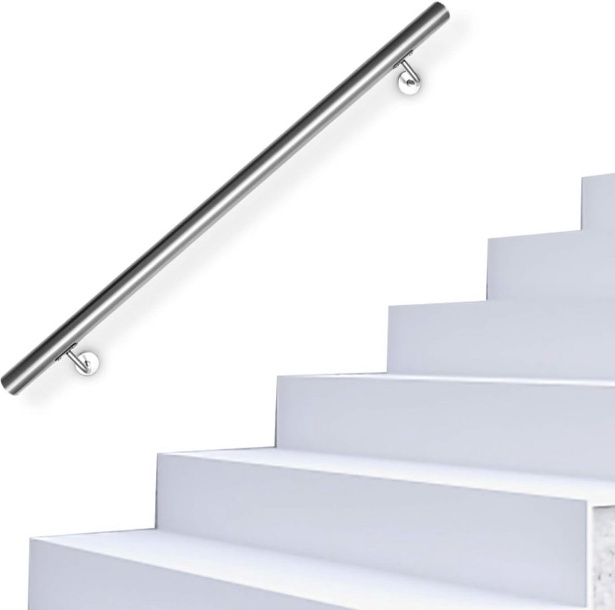 Roestvrijstalen Antislip Trapleuning 180 cm - Wandbeugel voor Binnen en Buiten