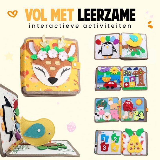 Kiddel XL Busy Board Hert - Montessori speelgoed Speelboek voor Kinderen - Educatief Activiteitenboek - Motoriek & Creatief Spel - Vanaf 2 jaar van Merkloos — afbeelding 2