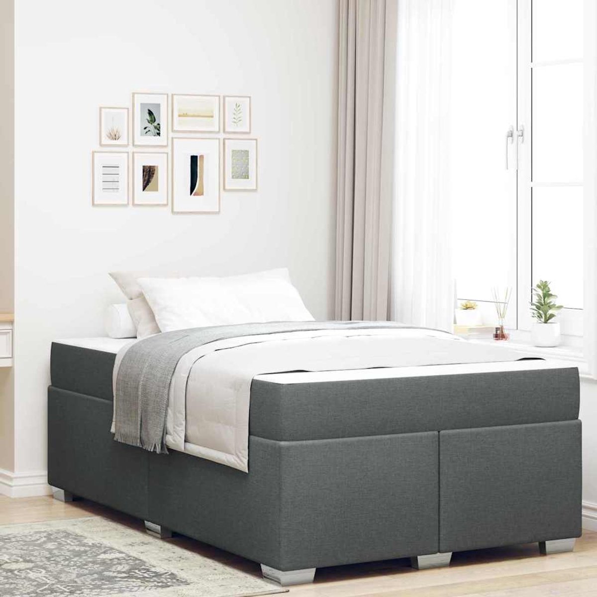 Tweepersoonsbed | Dubbelbed | Volwassenenbed | Bedframe Donkergrijs 120 x 200 cm Stof