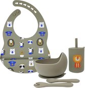 Custombear.nl- 5 delig kinder eetservies - kraam kado - baby shower - 100%BPA vrij- siliconen kinder eetset