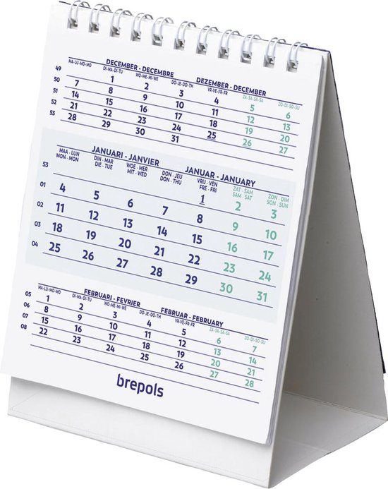Brepols Bureaukalender kwartaal 2019 staand 10x13 spiraal | bol.com