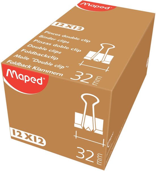 Foto: Maped foldbackclip 32 mm zwart doos van 12 stuks