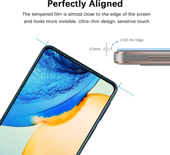 Protecteur d'écran en Glas - Protecteur d'écran en Tempered Glass à couverture complète [couverture complète] Convient pour : Motorola Moto G52 / Motorola Moto G82 - 3x