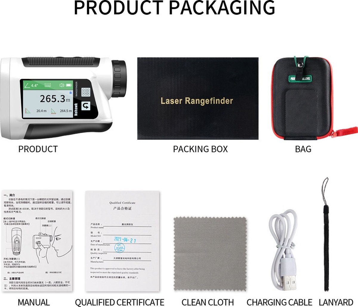 NoHawk Golf Afstandsmeter - Laser afstandsmeter - 600 meter bereik ...