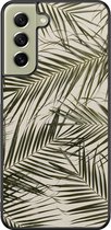 Coque Samsung Galaxy S21 FE - Feuilles de palmier - Coque rigide - Zwart - Coque arrière - Plantes - Vert