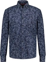 Twinlife Heren chambray floral - Overhemden - Wasbaar - Ademend - Blauw - L