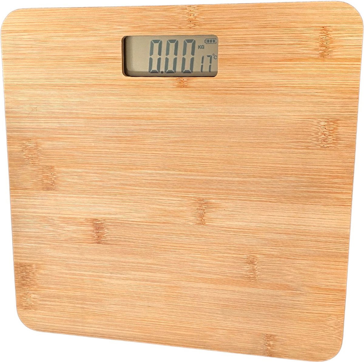 Weegschaal - Bamboe - Weegschaal personenweegschaal - Inclusief Batterijen + Automatische Uitschakeling + Temperatuurmeter