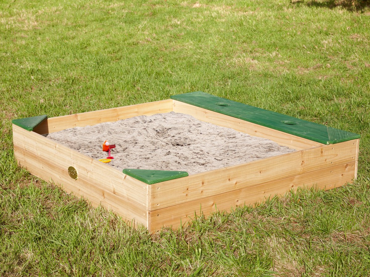 AXI Amy Houten Zandbak in Bruin/Groen - Incl. Beschermhoes, Opbergruimte en Zitbankjes - FSC hout - 115x115cm — afbeelding 11