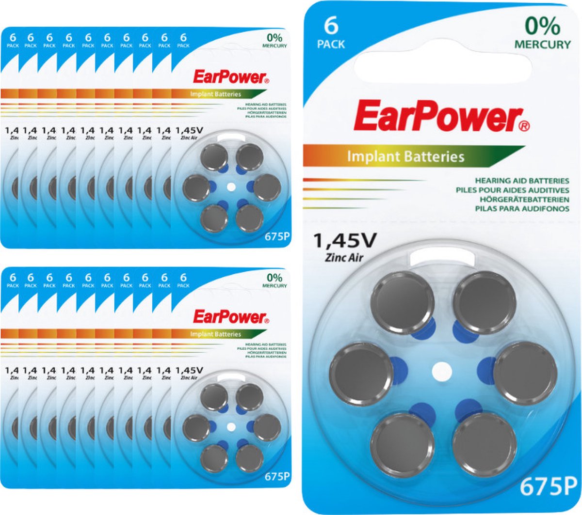 Earpower 675 Cochleair Implantaat Gehoorbatterijen, 20 Wafers