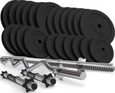 Dumbells - Halterset - Gewichten - Dumbells set - SZ bar - Gewichten fitness - 125 kg - 26-delig - Zwart