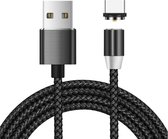 USB naar USB-C / Type-C magnetische metalen connector Nylon tweekleurige gevlochten magnetische gegevenskabel, kabellengte: 1m (zwart)