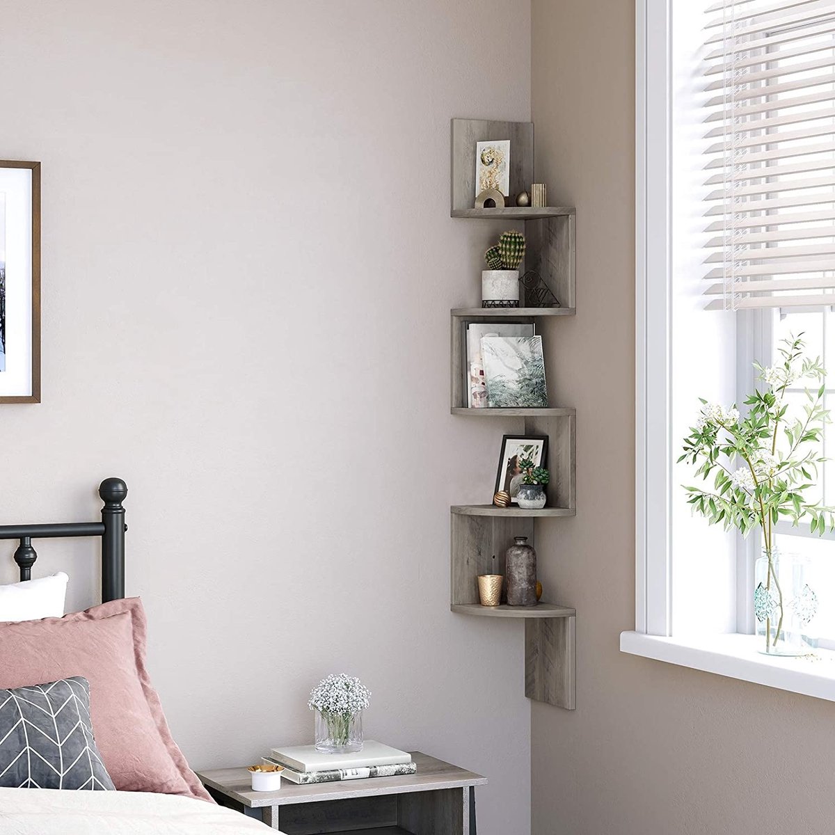 Parya Home hoekplank - wandplank - 5 planken - grijs