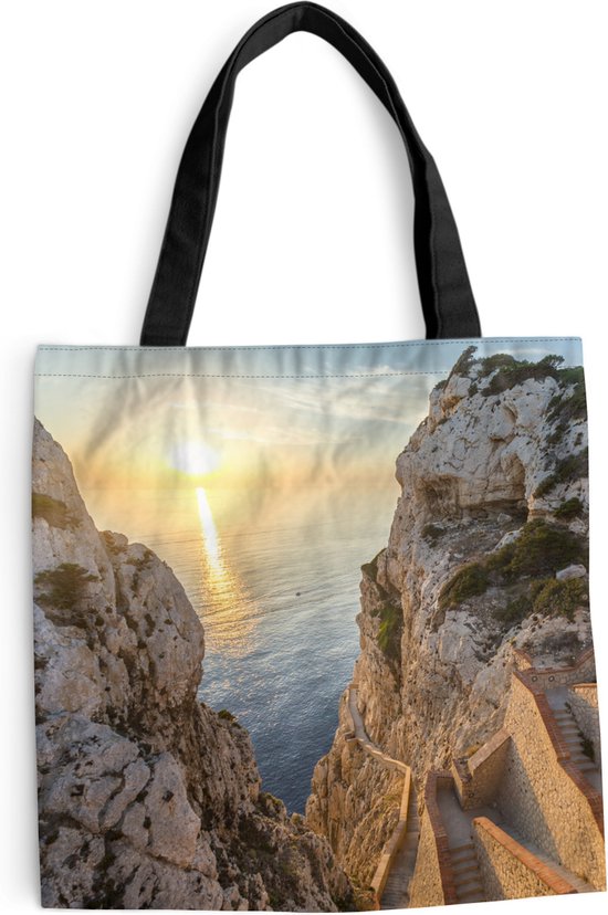 MuchoWow® Sac bandoulière - Sac de plage - Big Shopper - Sac shopping - Parois rocheuses sur l'eau en Sardaigne - 45x45 cm - Sac en coton