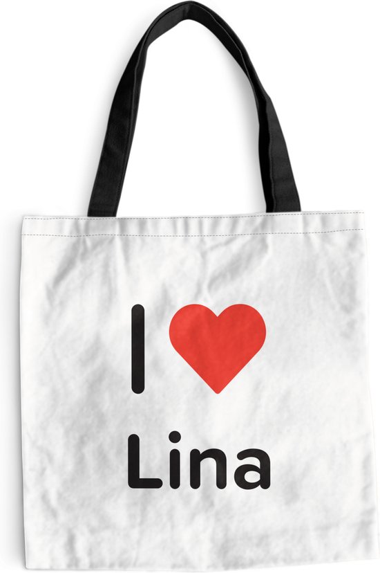 MuchoWow® Schoudertas - Strandtas - Big Shopper - Boodschappentas - I love - Lina - Meisje - 40x40 cm - Katoenen tas