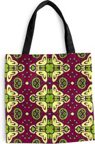 MuchoWow® Schoudertas - Strandtas - Big Shopper - Boodschappentas - Patroon - Versiering - Groen - 45x45 cm - Katoenen tas