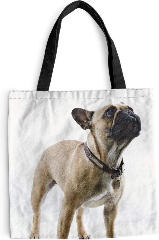 Sac bandoulière Sac de plage Shopper Bouledogue Français Col Marron  40x40 bol