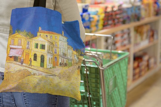Sac bandoulière MuchoWow® - Sac de plage - Grand Shopper - Sac shopping - La maison jaune - Vincent van Gogh - 40x40 cm - Sac en coton