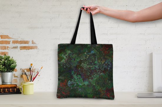 MuchoWow® Schoudertas - Strandtas - Big Shopper - Boodschappentas - Patroon - Verf - Abstract - Groen - 45x45 cm - Katoenen tas