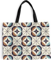 Sac bandoulière - Sac de plage - Shopper Rétro - Design - Géométrie - 50x40 cm - Sac en coton