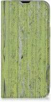 Telefoon Hoesje Geschikt voor iPhone 14 Wallet Case Green Wood