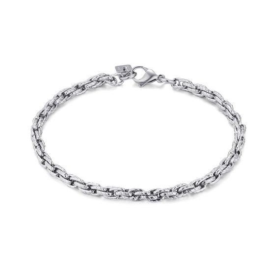 Twice As Nice Armband in edelstaal, gevlochten schakelketting 4,5 mm 19 cm