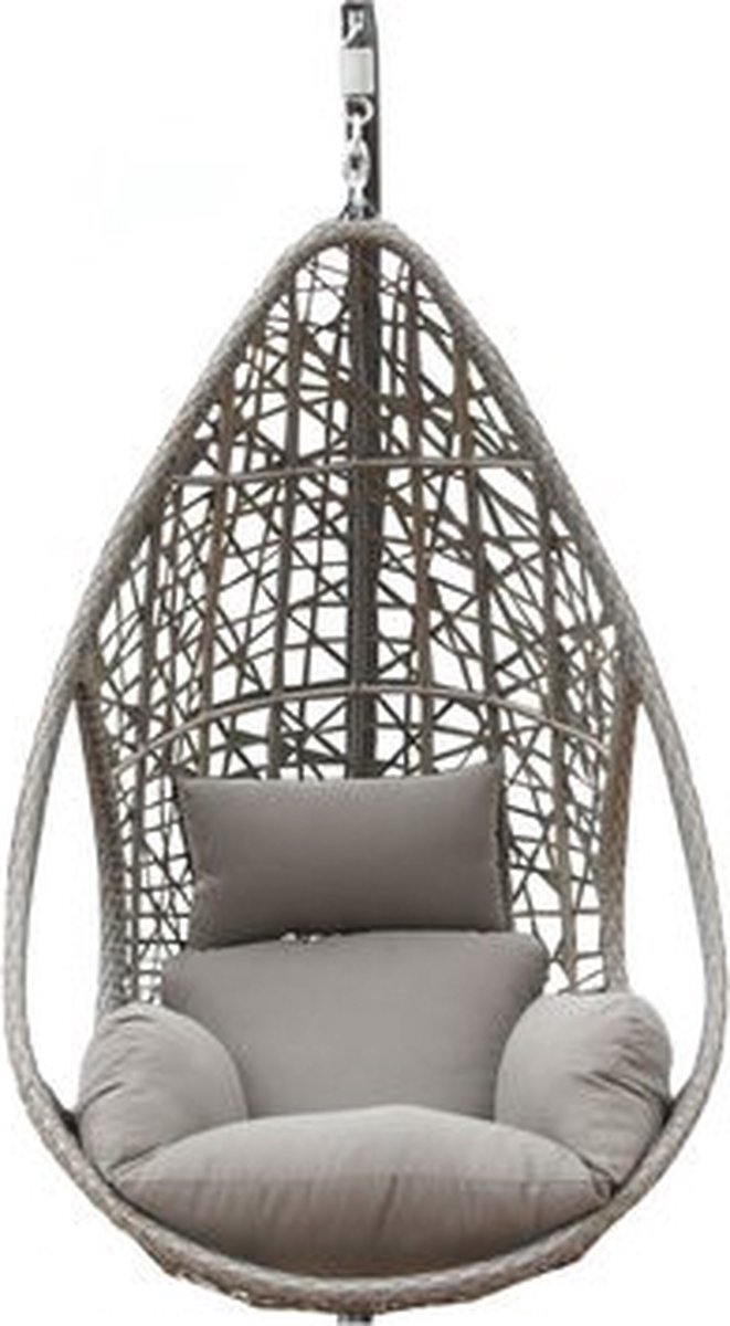 Hangstoel Mona relax Sand met Grijs Kussen zonder standaard