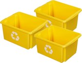 Sunware Opslagbox - 3 stuks - kunststof 32 liter geel 45 x 36 x 24 cm