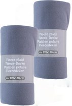 Fleece dekens/plaids - 2x - korenblauw - 170 x 130 cm