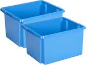 Sunware Opslagbox - 4 stuks - kunststof 32 liter blauw 45 x 36 x 24 cm