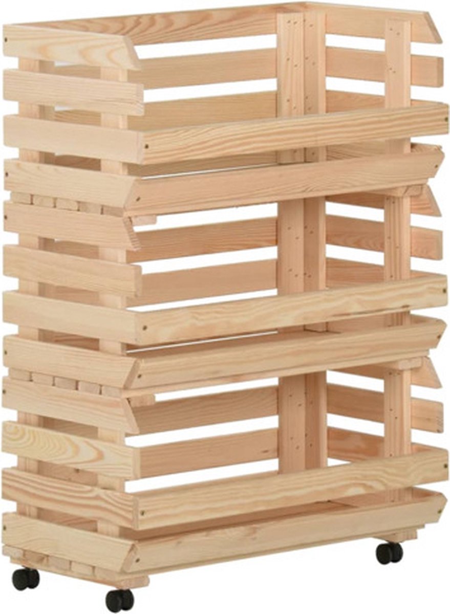 vidaXL - Groentetrolley - 57x30x80 - cm - massief - grenenhout