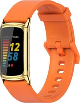 By Qubix - Geschikt voor Fitbit Charge 5 - Fitbit Charge 6 Extra soft siliconen bandje - Oranje - Smartwatch Band - Horlogeband - Polsband