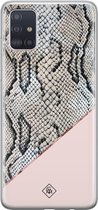 Casimoda® hoesje - Geschikt voor Samsung A51 - Snake Print - Backcover - Siliconen/TPU - Roze