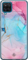 Casimoda® hoesje - Geschikt voor Samsung A12 - Marmer blauw roze - Backcover - Siliconen/TPU - Multi