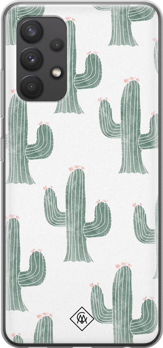 Casimoda® - Samsung A32 4G hoesje - Cactus print - Siliconen/TPU - Groen