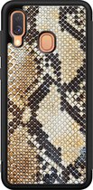 Casimoda® hoesje - Geschikt voor Samsung Galaxy A40 - Snake / Slangenprint bruin - Zwart TPU Backcover - Slangenprint - Bruin/beige