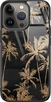 Casimoda® hoesje - Geschikt voor iPhone 13 Pro - Palmbomen - Luxe Hard Case Zwart - Backcover telefoonhoesje - Zwart