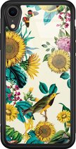 Casimoda® hoesje - Geschikt voor iPhone XR - Zonnebloemen / Bloemen - Luxe Hard Case Zwart - Backcover telefoonhoesje - Multi